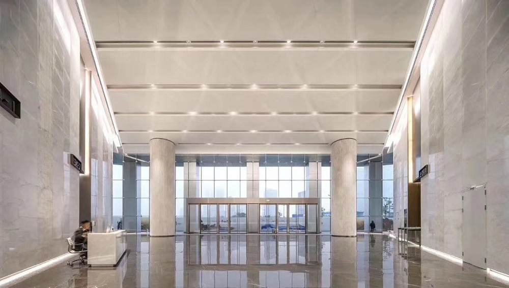 The LED strip channels installed in corner of ceiling-wall for cove lighting