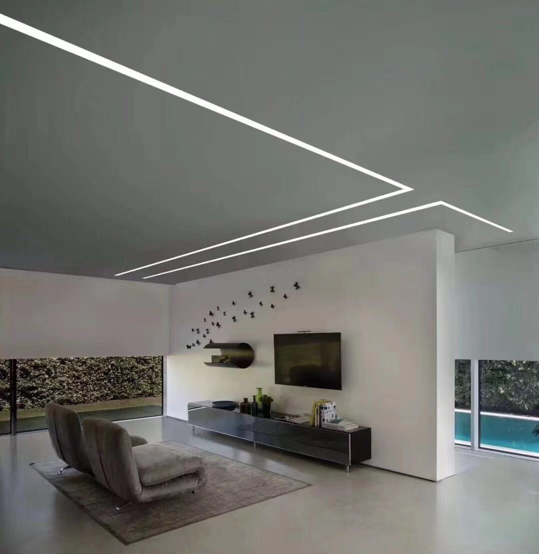 Install the trimless mud-in aluminum LED channels on the ceiling for accent lighting
