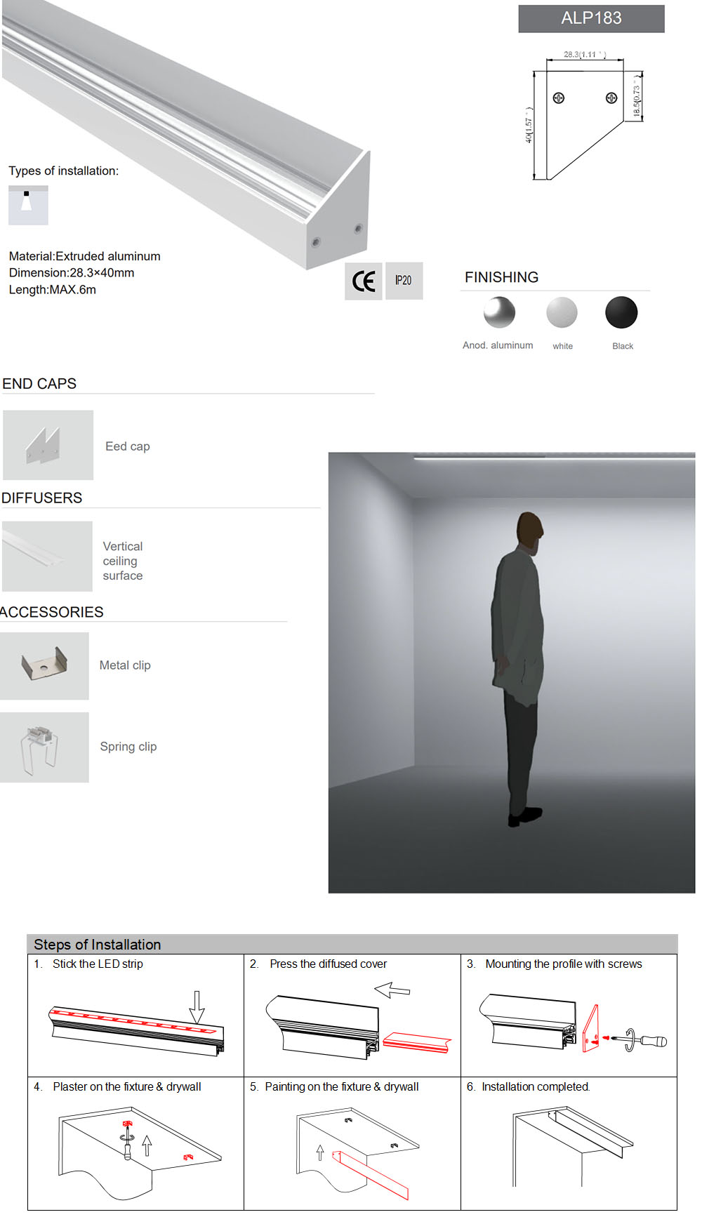 The product details of wall washer light channels with lenses