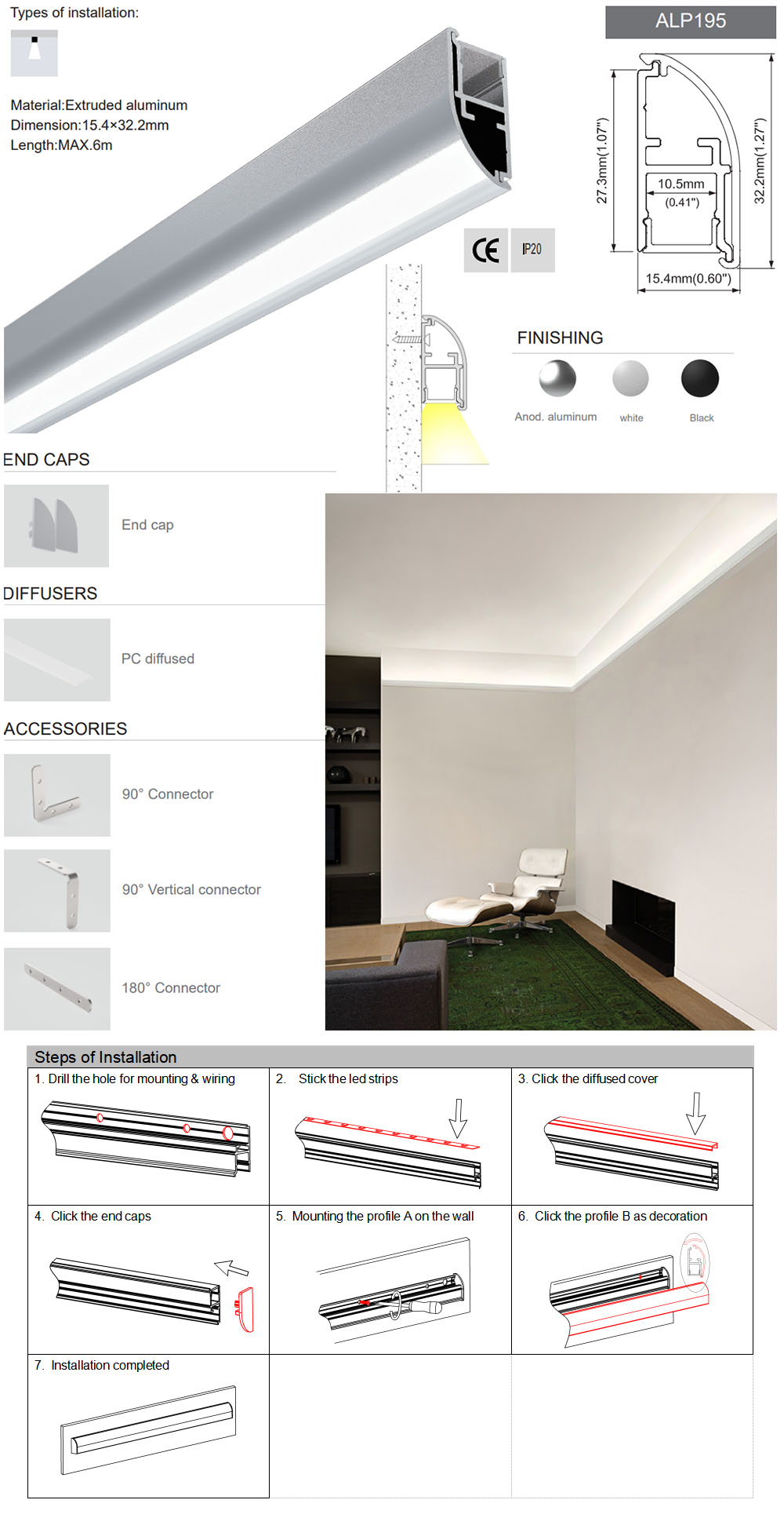 The details of LED strip lights aluminum channels