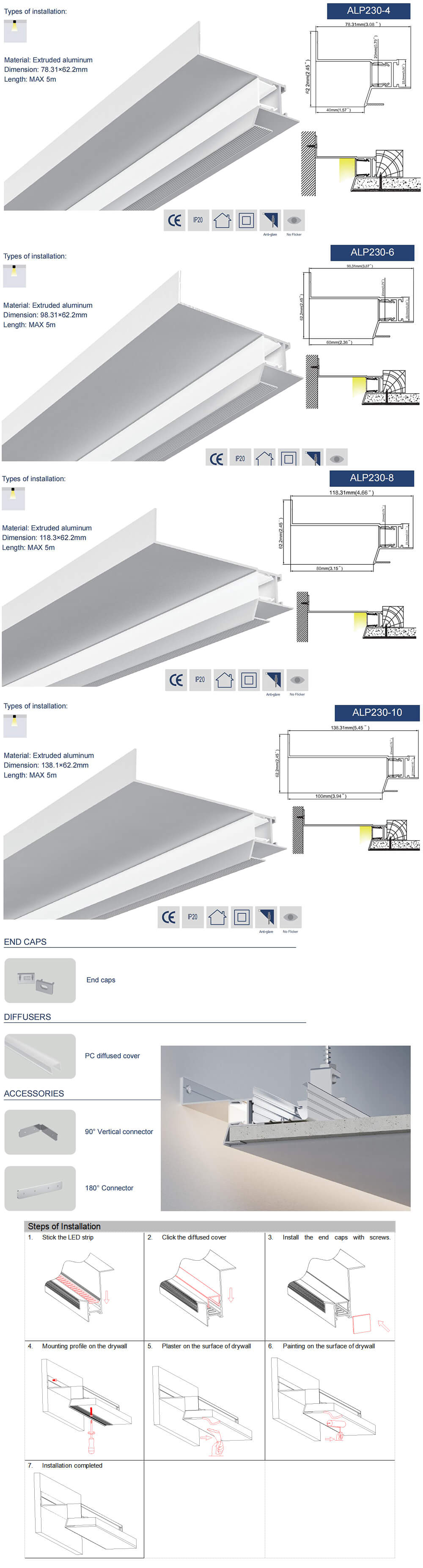 Ceiling Shadow Gap LED Profiles