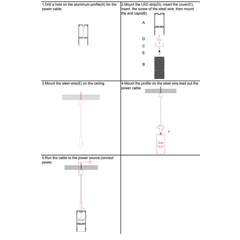 1.5Inches Pendant Aluminum LED Profile Light