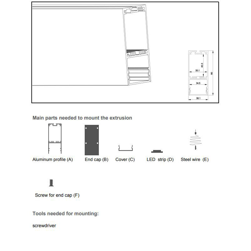 38mm LED Profiles For Pendant