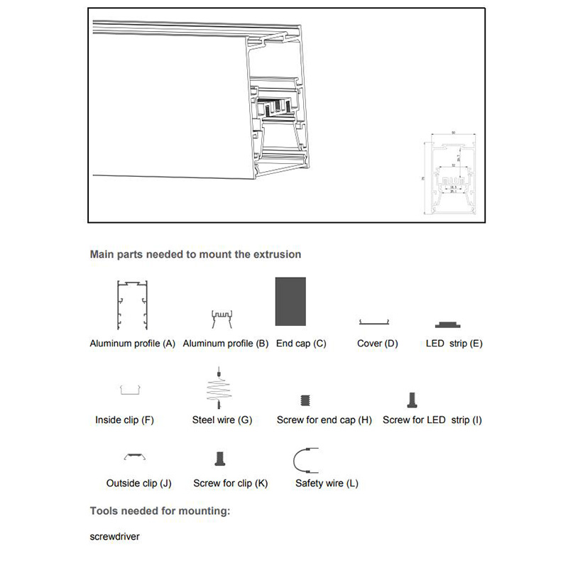 50mm Pendant Alu LED Profiles