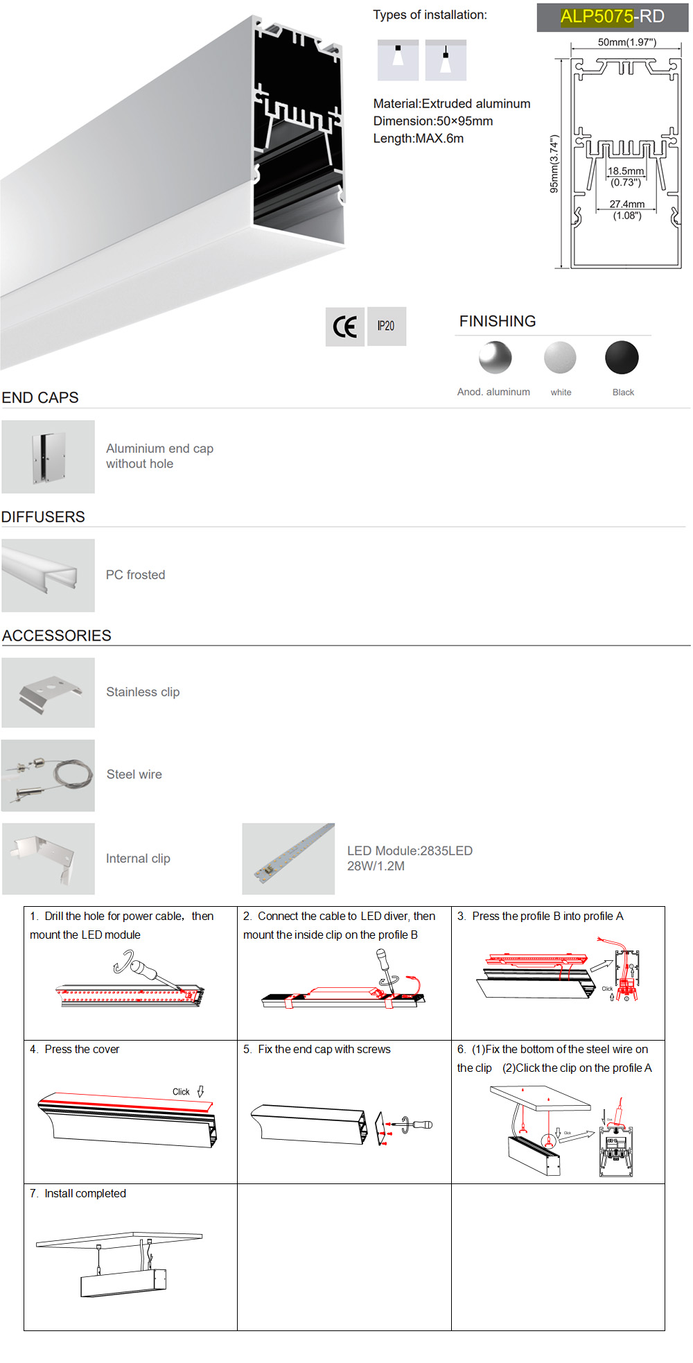 led channel and diffuser