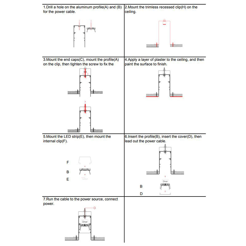 Aluminum LED Profiles With Regressed Cover
