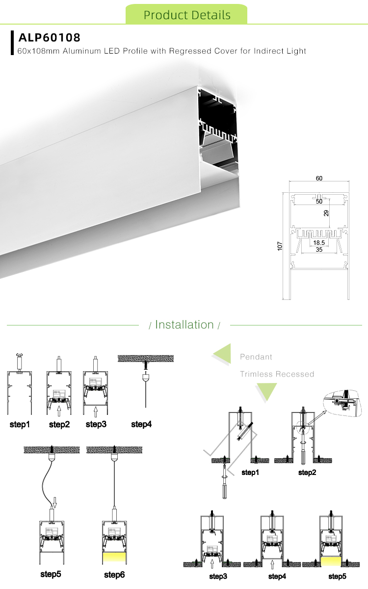 Indirect lighting led strip profile
