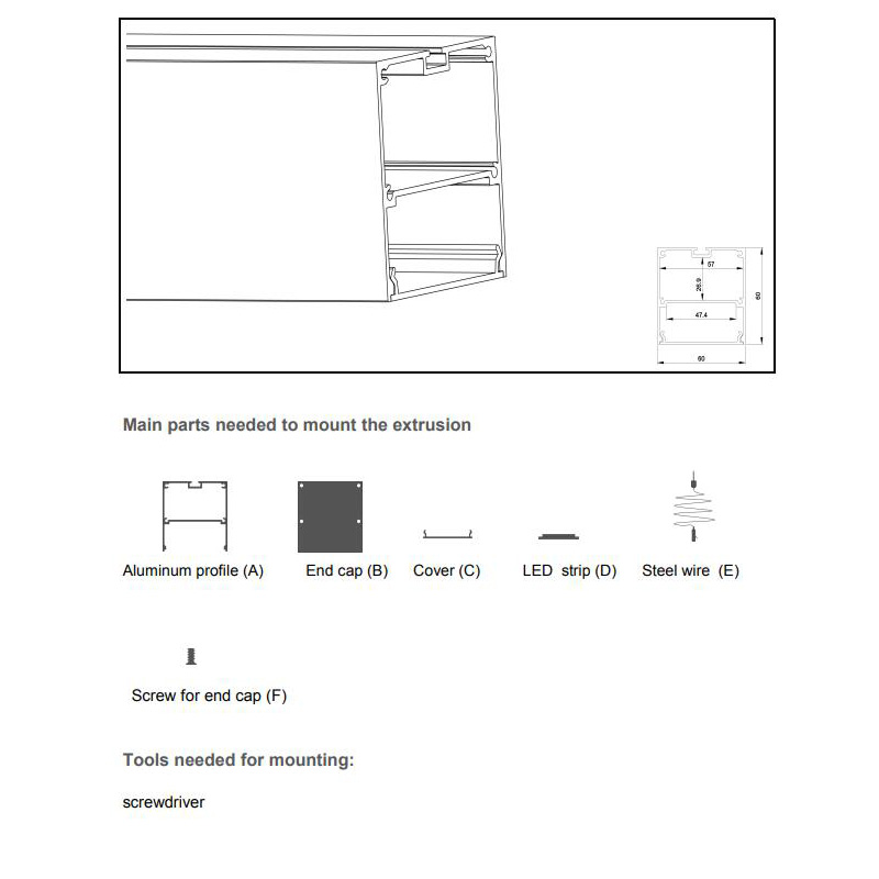 60mm Pendant LED Strip Profiles