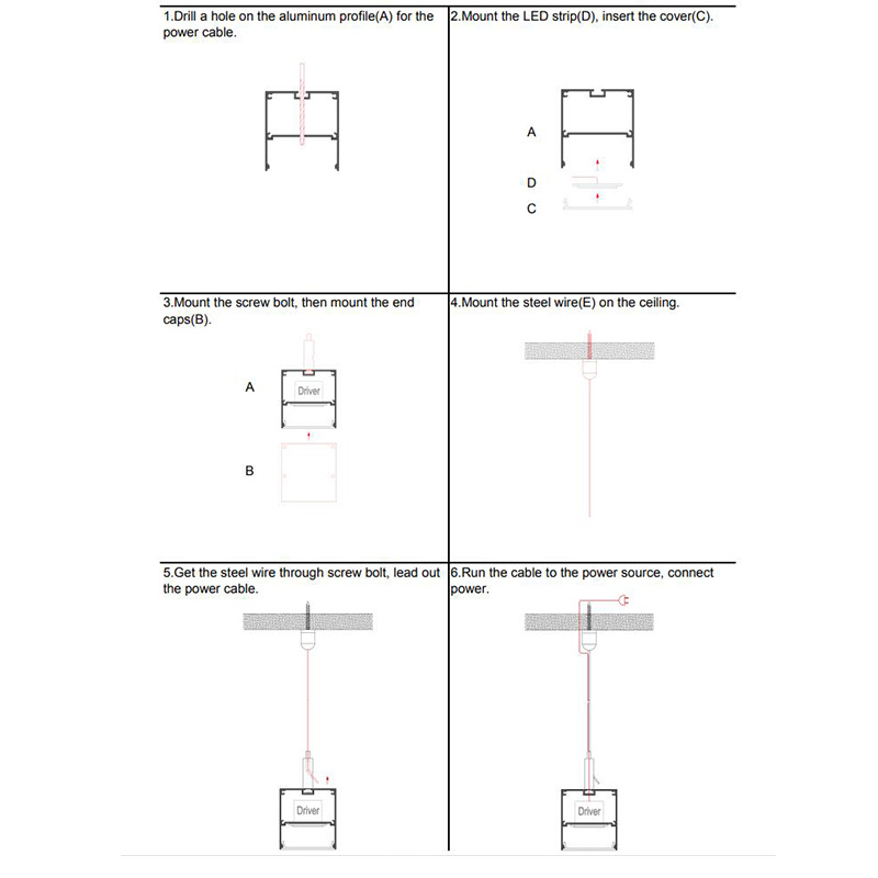 Pendant LED Strip Alu Profiles