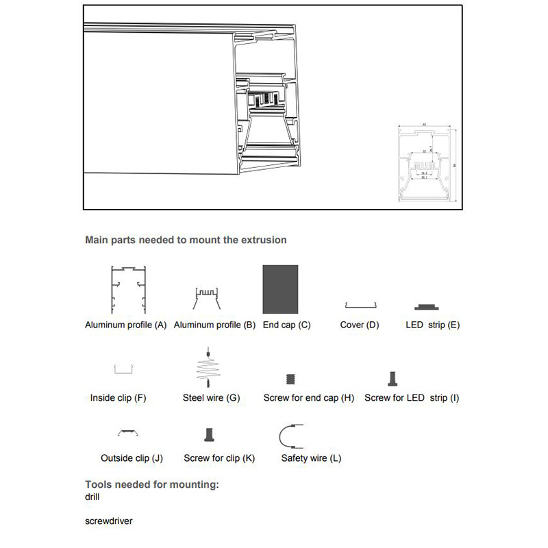 Pendant LED Channel Diffuser