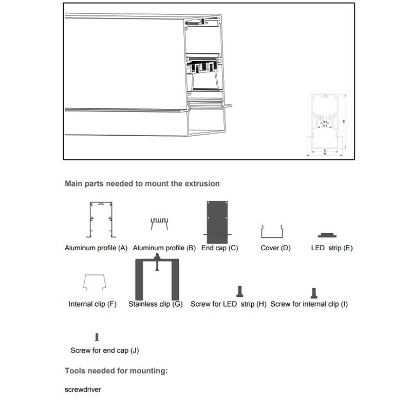 Recessed LED Profiles With 20mm Dropped Lens