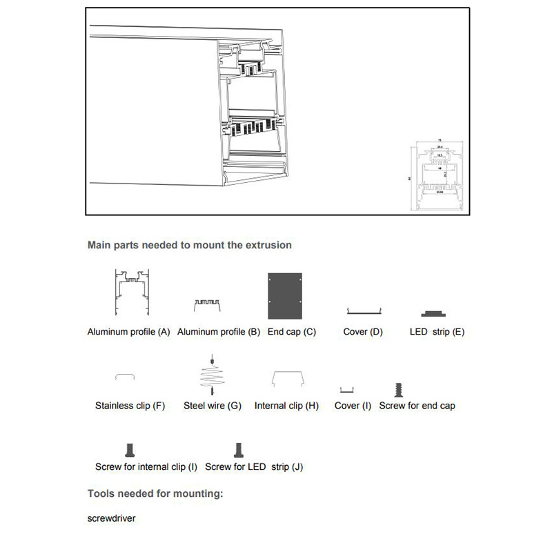 75mm Up Down Pendant LED Channels