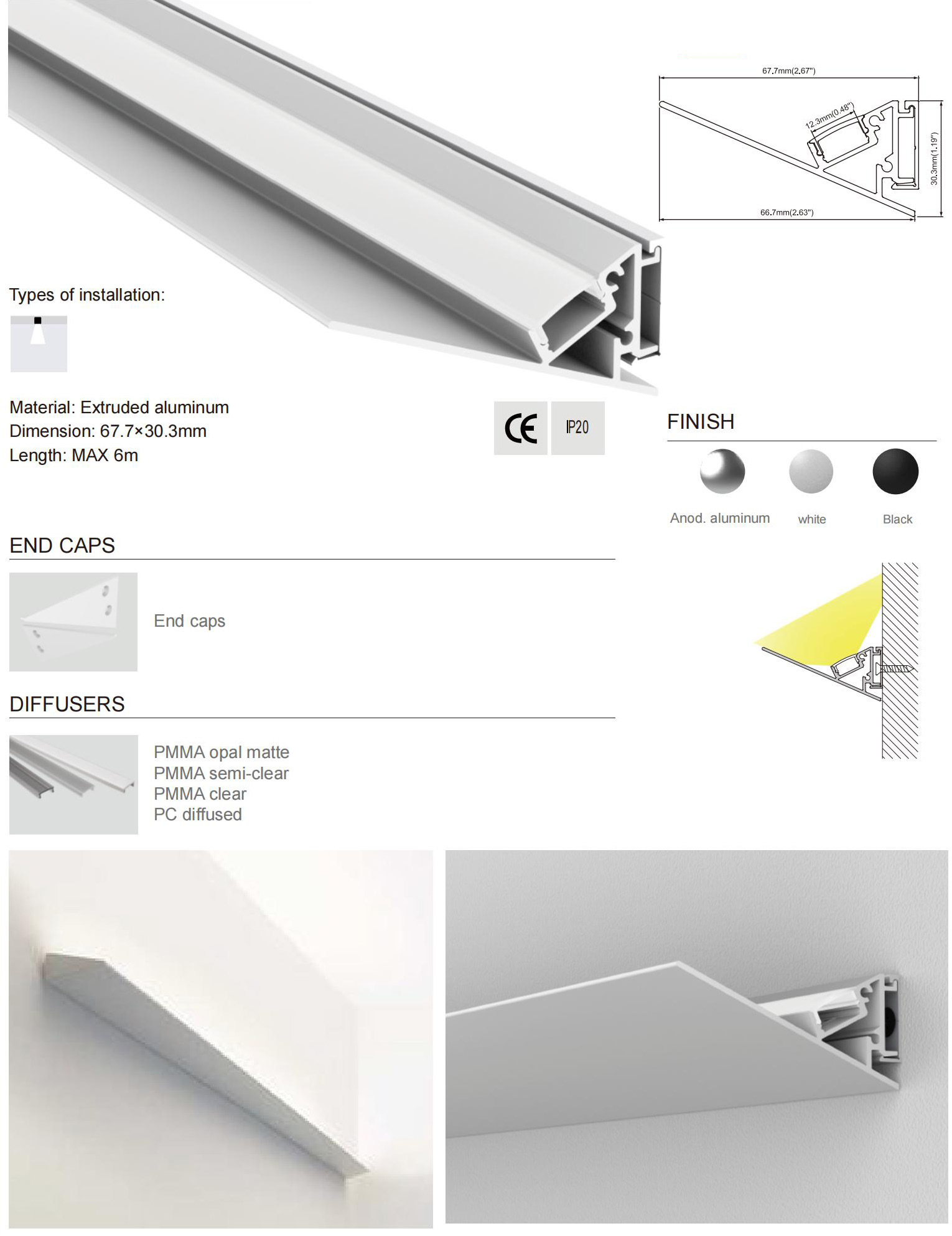 Wall Light Fixture With Diffuser