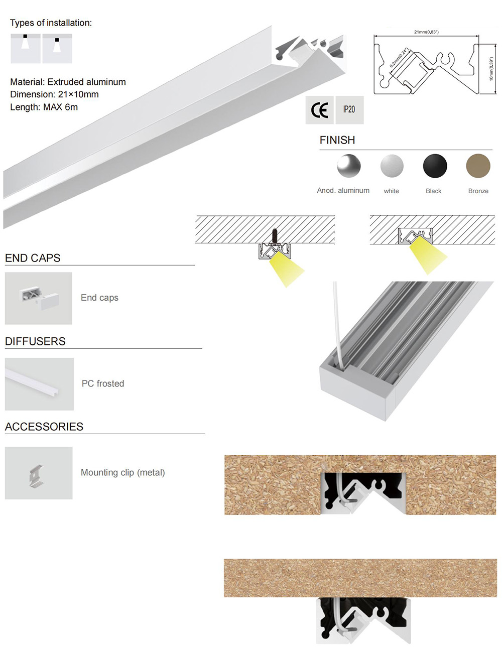 The product details of under counter LED lights aluminum channels