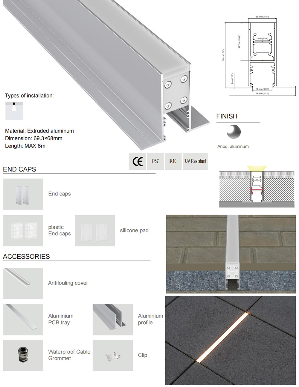 Driverway Paver Light Aluminum Channel