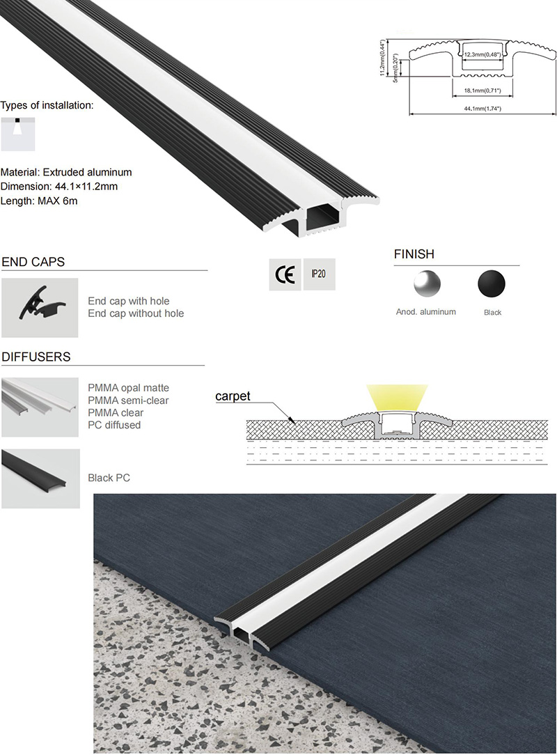 Wooden Floor Recessed LED Channel