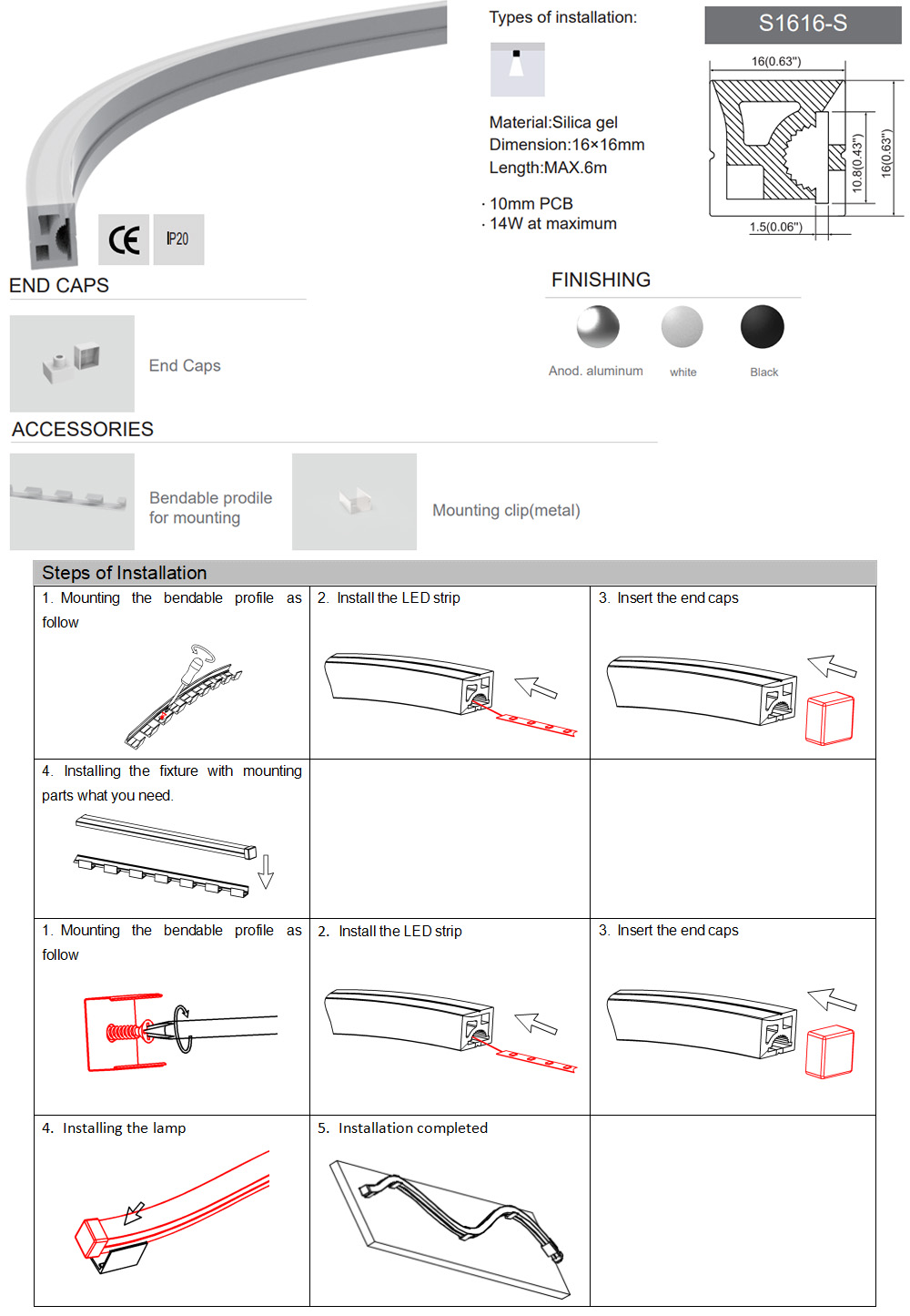 Waterproof LED Channel And Diffuser