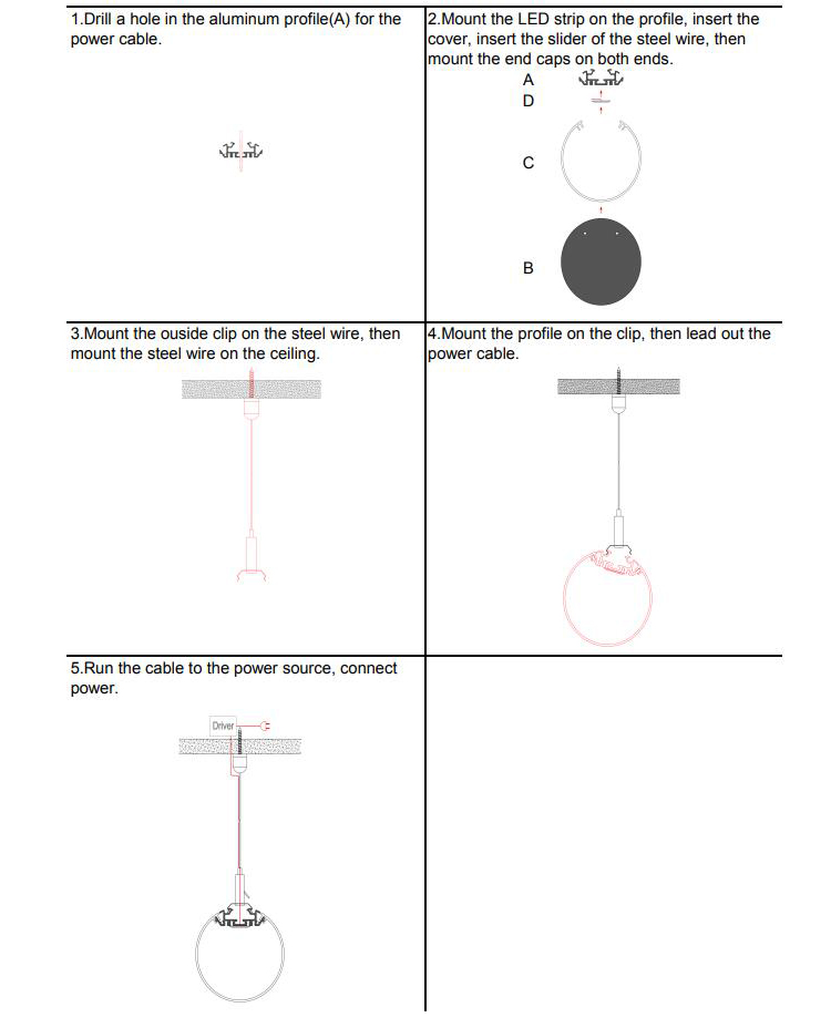 Installation of 100mm round LED profile lights