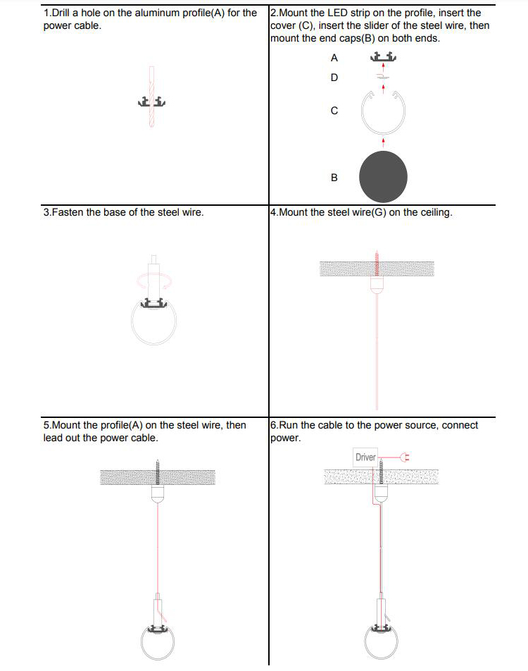 How to install 40mm round LED strip profiles on the ceiling