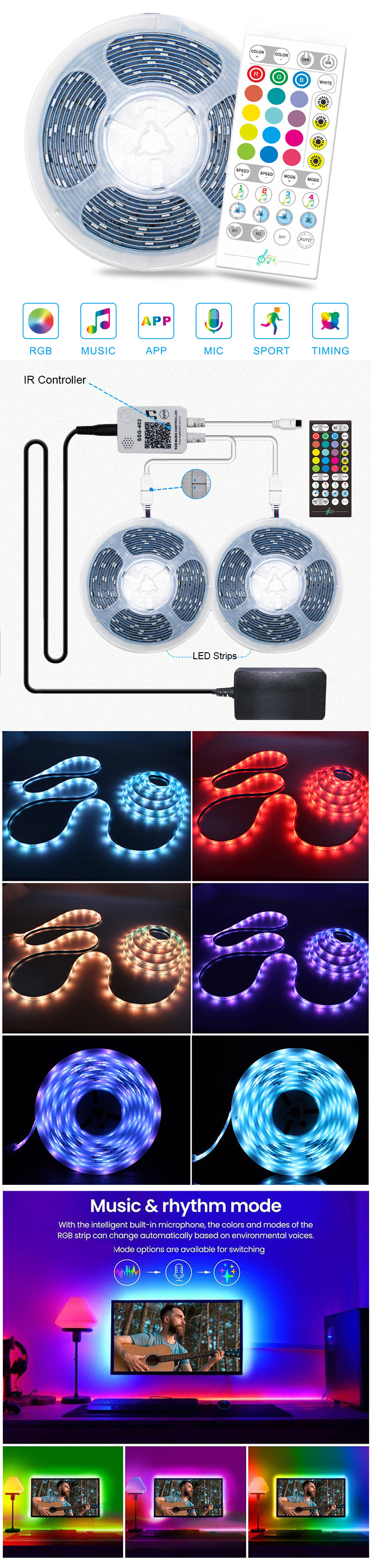 LED Bluetooth RGB LED Strip Kit