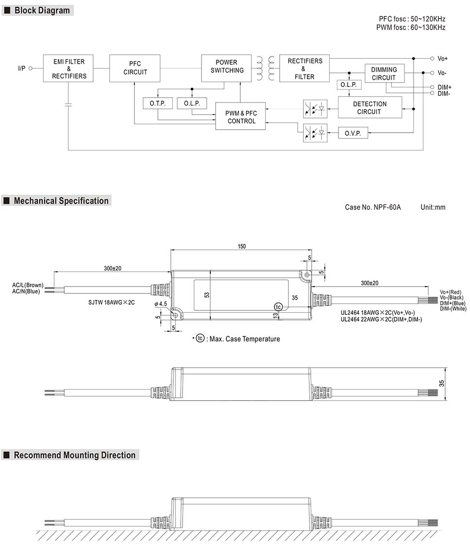 Mean Well PWM-40 3 In 1 Dimming LED Driver