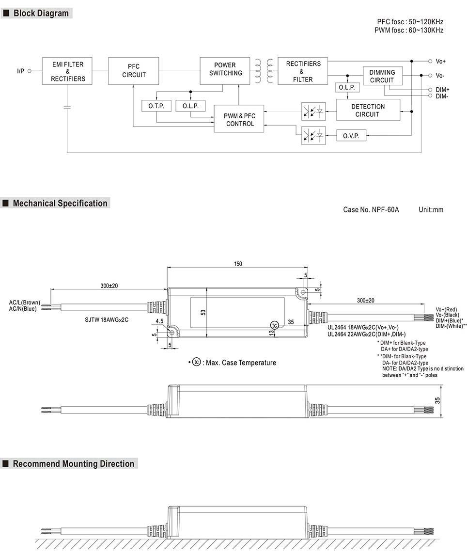 Mean Well PWM-60 Switching Power Supply 12V