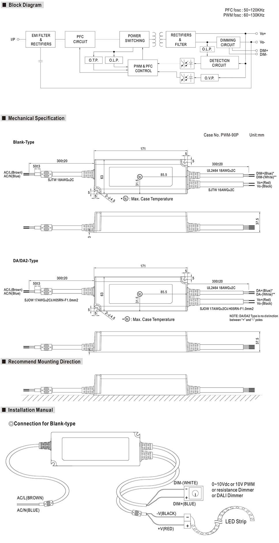 MW Waterproof Power Supply PWM-90