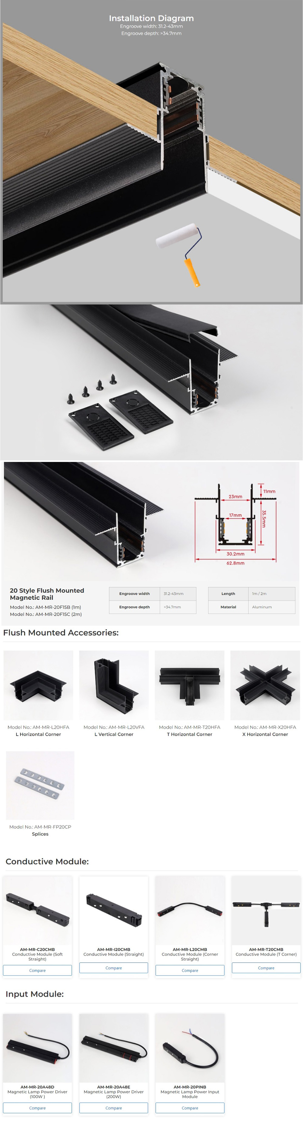 The details of flush mount rail track lighting systems and accessories
