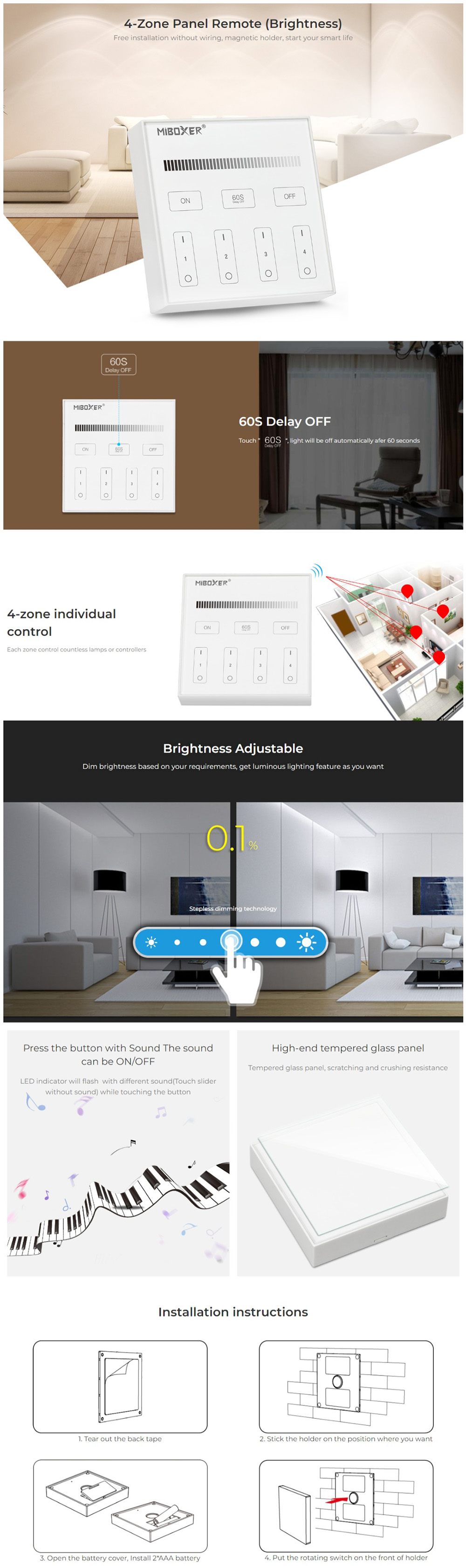 MiBoxer B1 Dimming Remote Control Panel