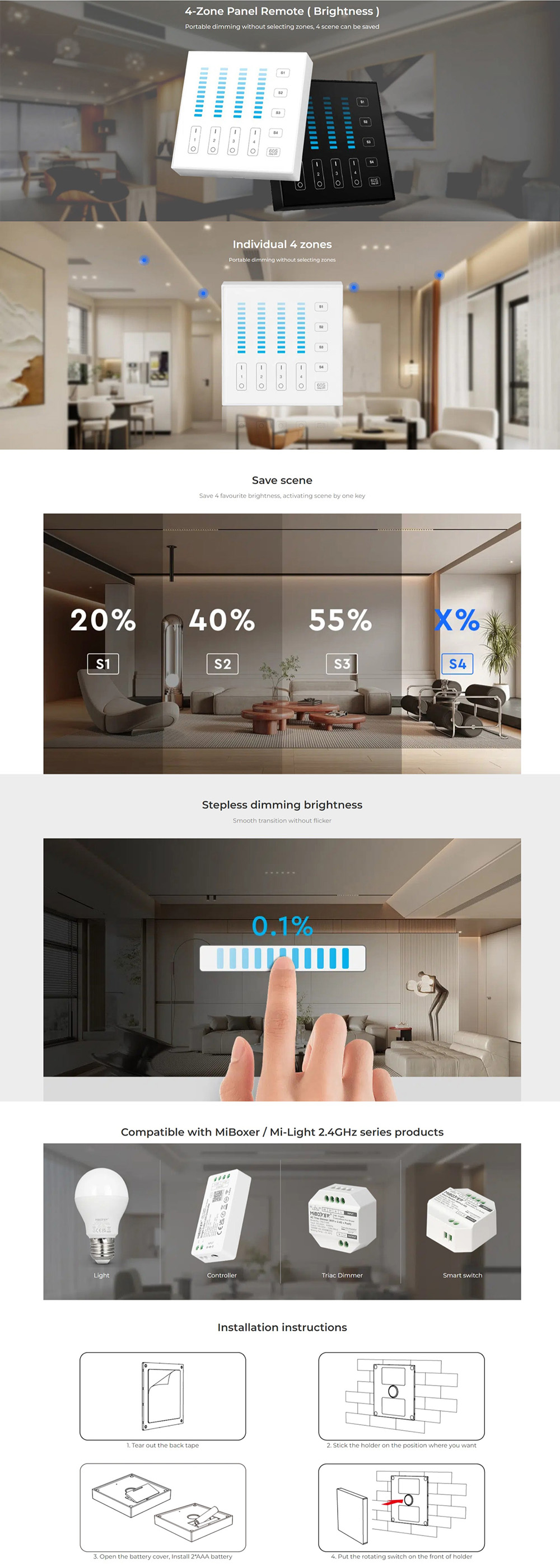 MiBoxer b5 4 Zones Remote Control