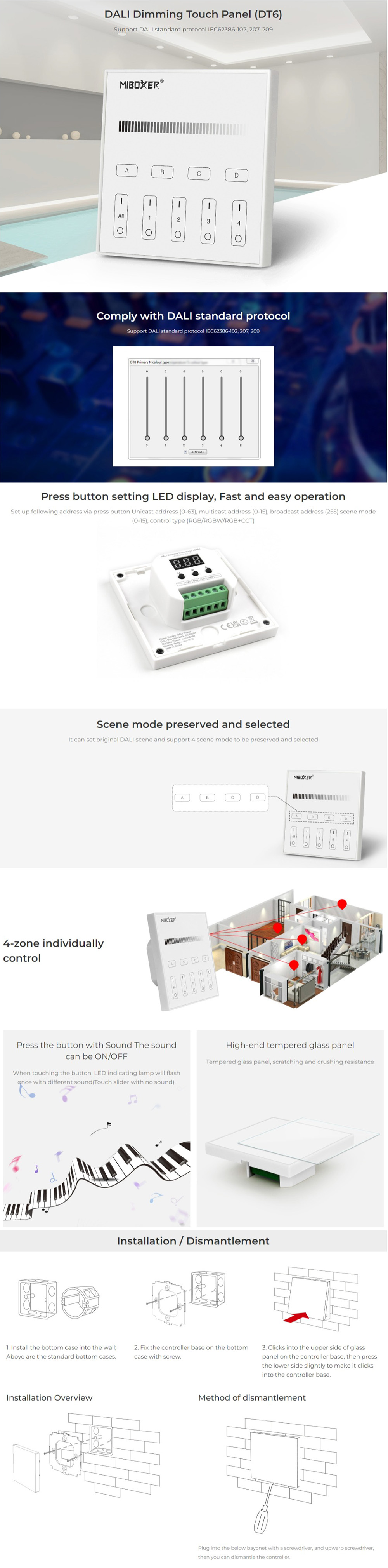 MiBoxer DP1S DALI DT6 Dimming Panel