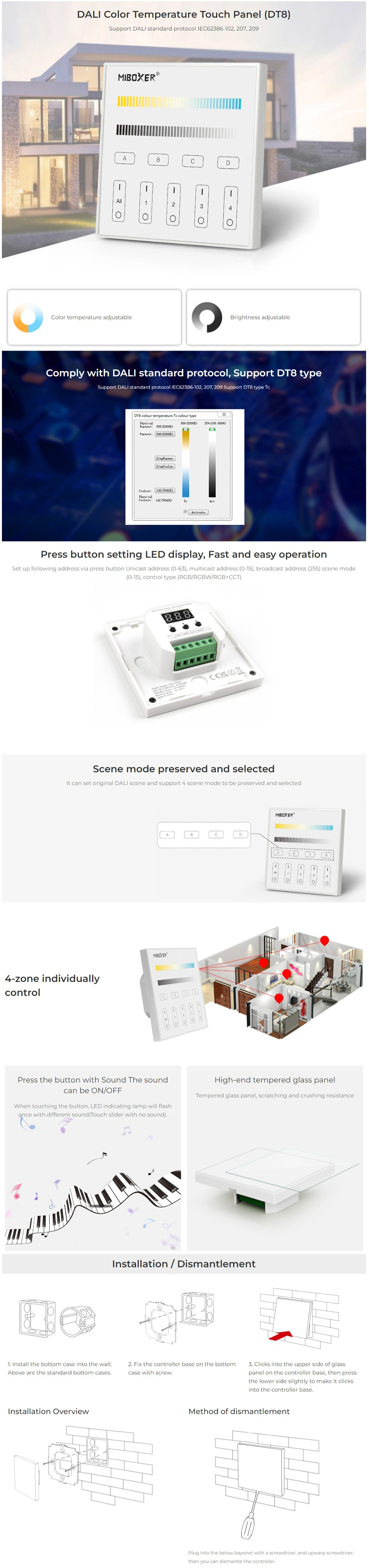 MiBoxer DP2S DALI DT8 Color Temperature Control Panel