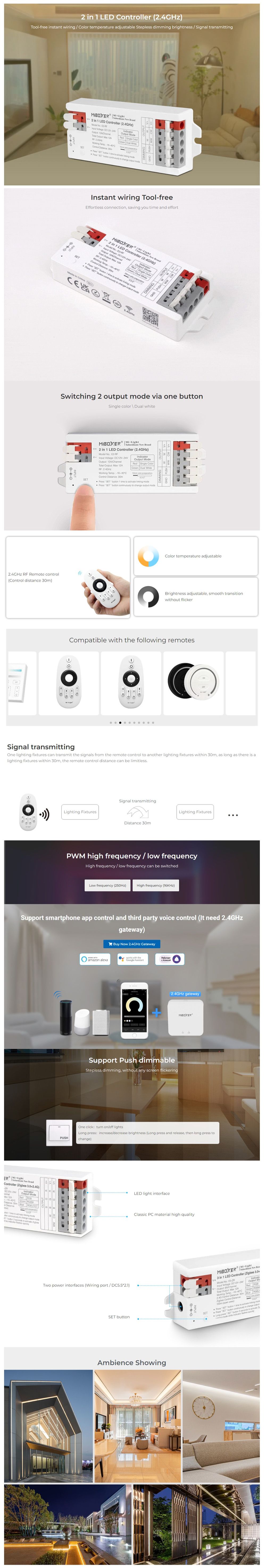 MiBoxer E2-RF 2 In 1 3 Way Dimmer