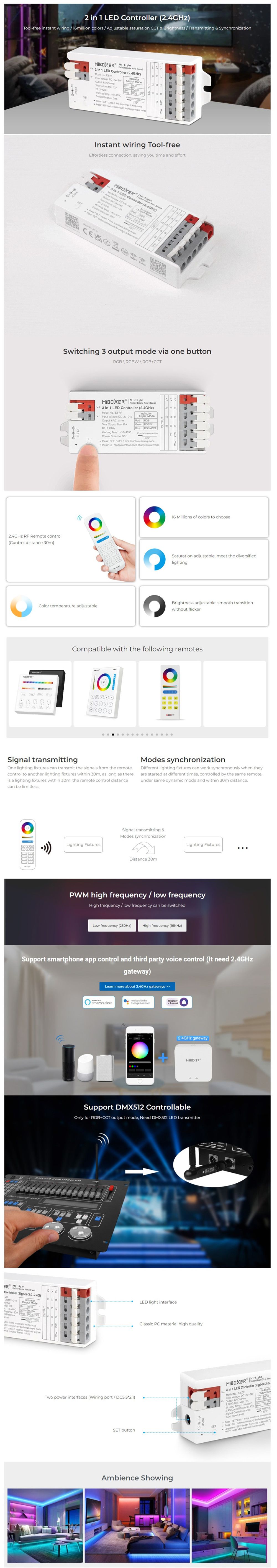 MiBoxer 3 In 1 LED Controller For RGB/RGBW/RGBWW