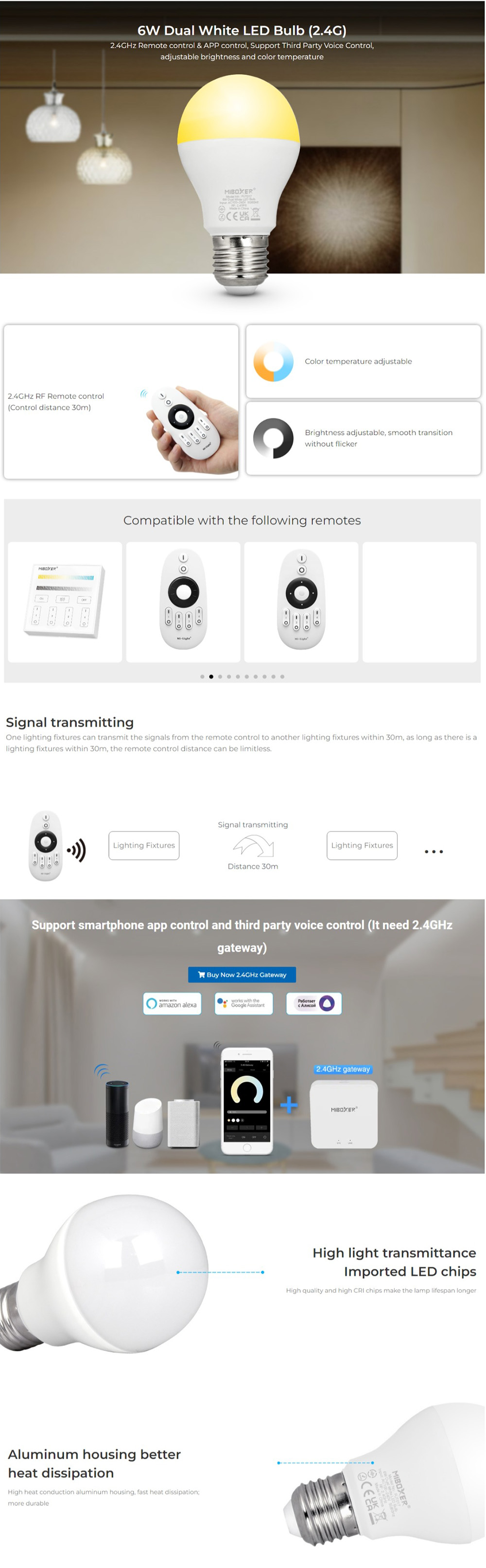MiBoxer FUT017 6W Dual White E27 Bulb