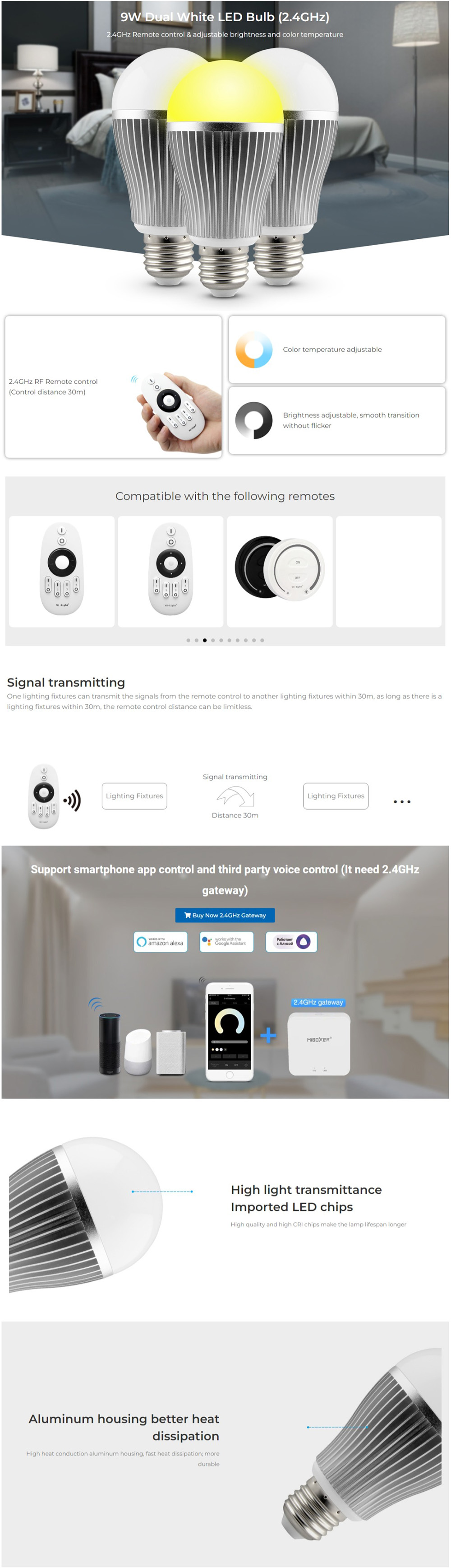 9W MiBoxer FUT019 Dual White E27 LED Bulb