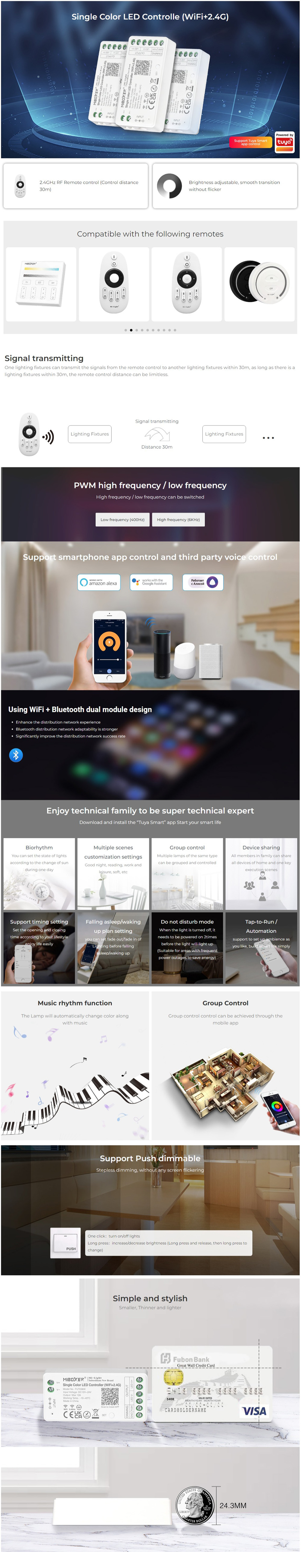 2.4G WiFi MiBoxer FUT036W LED Strip Dimmer