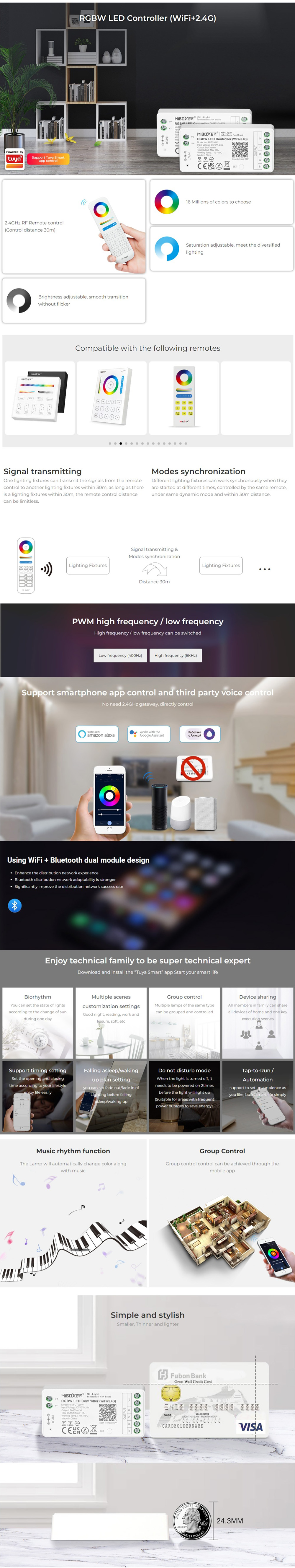 MiBoxer FUT038W WiFi 24V RGBW LED Strip Controller
