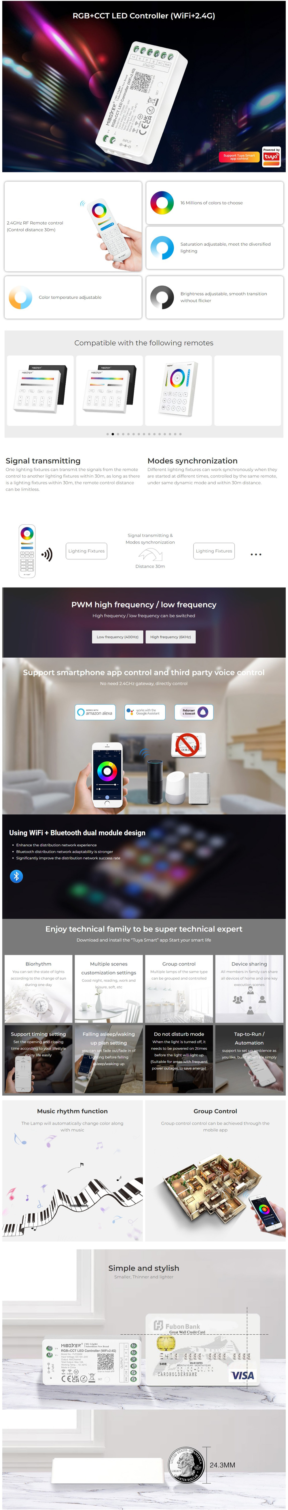 MiBoxer FUT039W WiFi 24V RGBWW LED Controller
