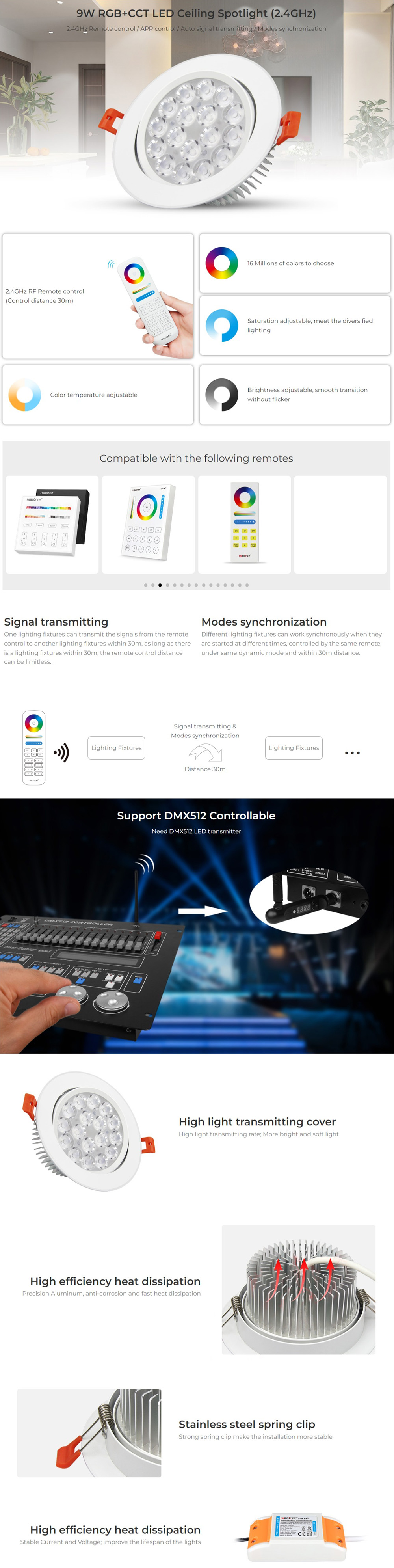 miboxer recessed adjustable downlight led