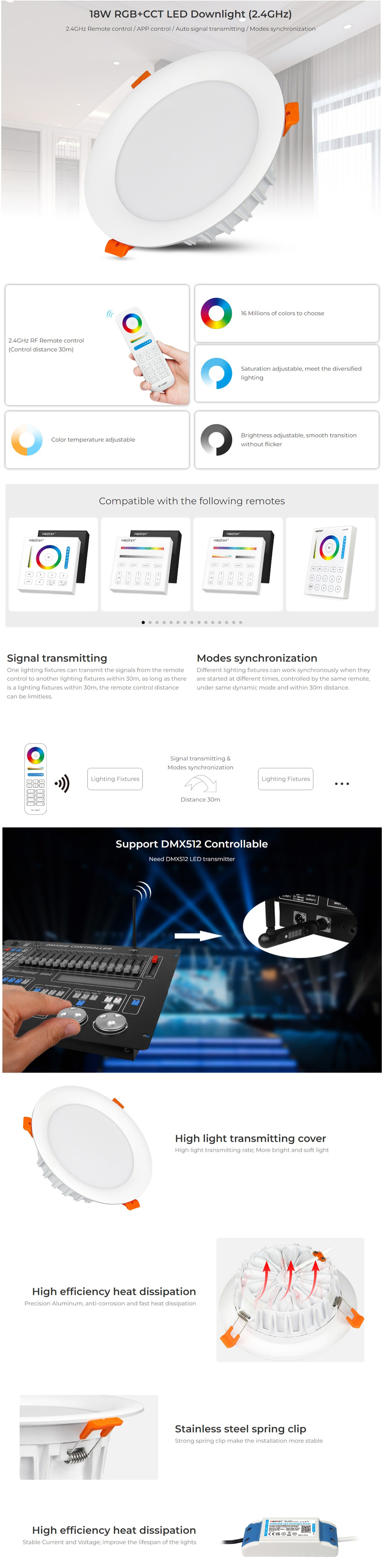 RGB White Downlights For Sale