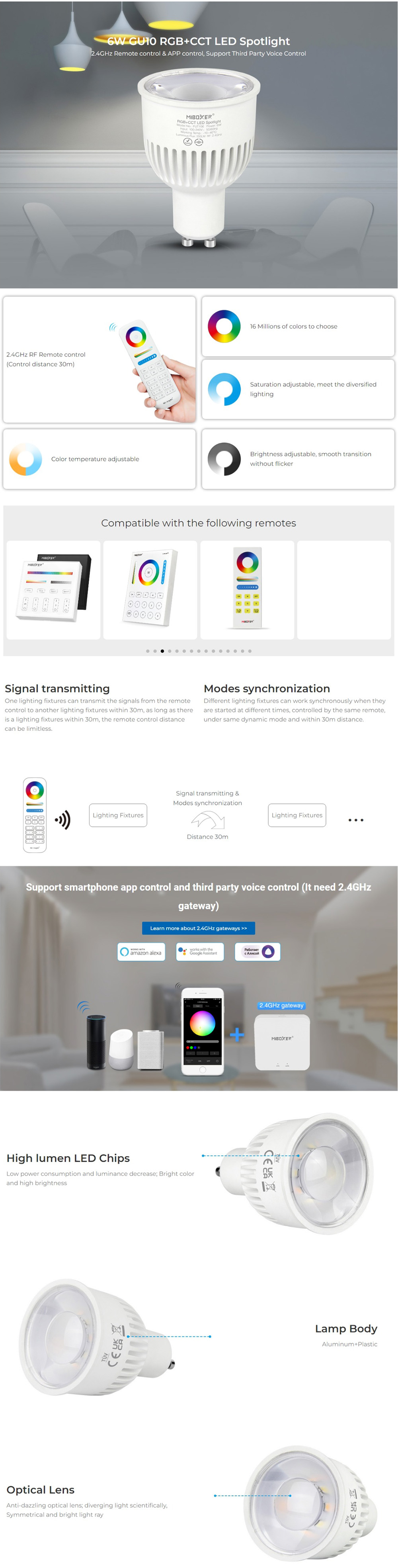 6W MiBoxer FUT106 RGB CCT GU10 Lamp
