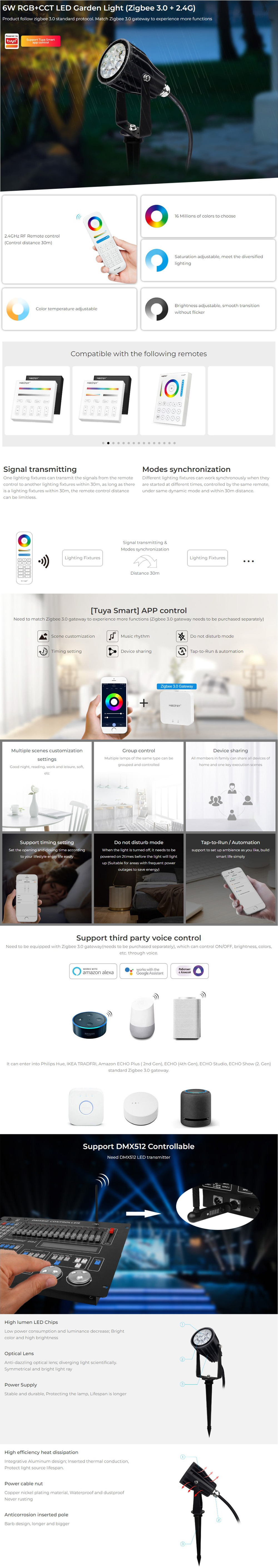 6W Zigbee 3.0 RGBWW Outdoor Lights For House