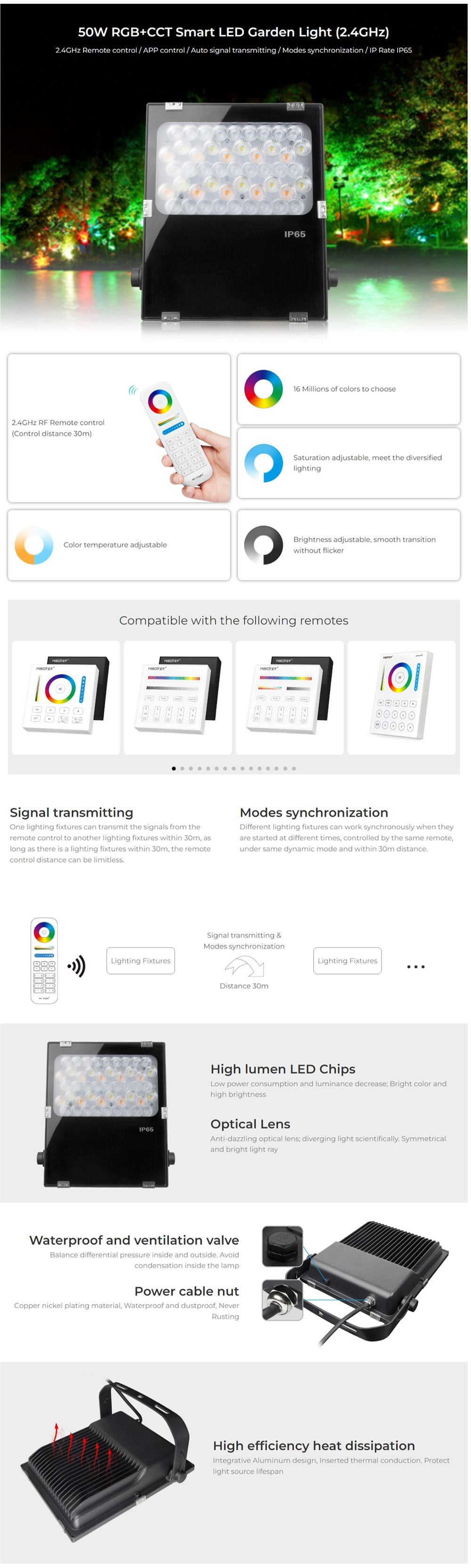 MiBoxer FUTC06 50W RGBWW Outdoor Pathway Lighting