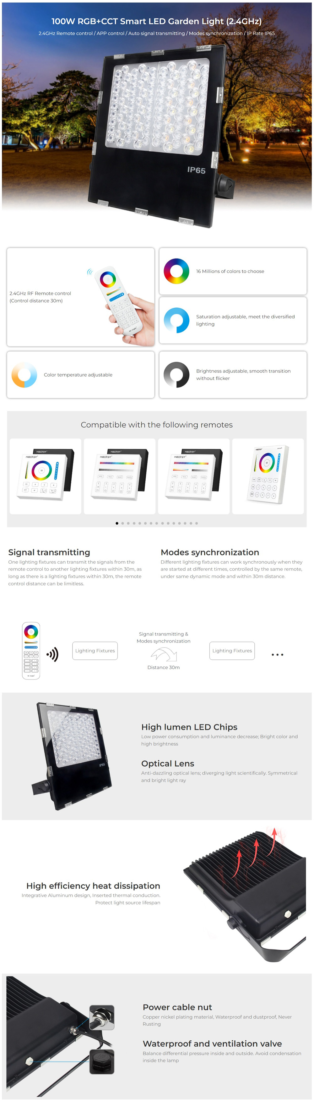 MiBoxer FUTC07 100W RGB+CCT Landscape Lighting Fixtures