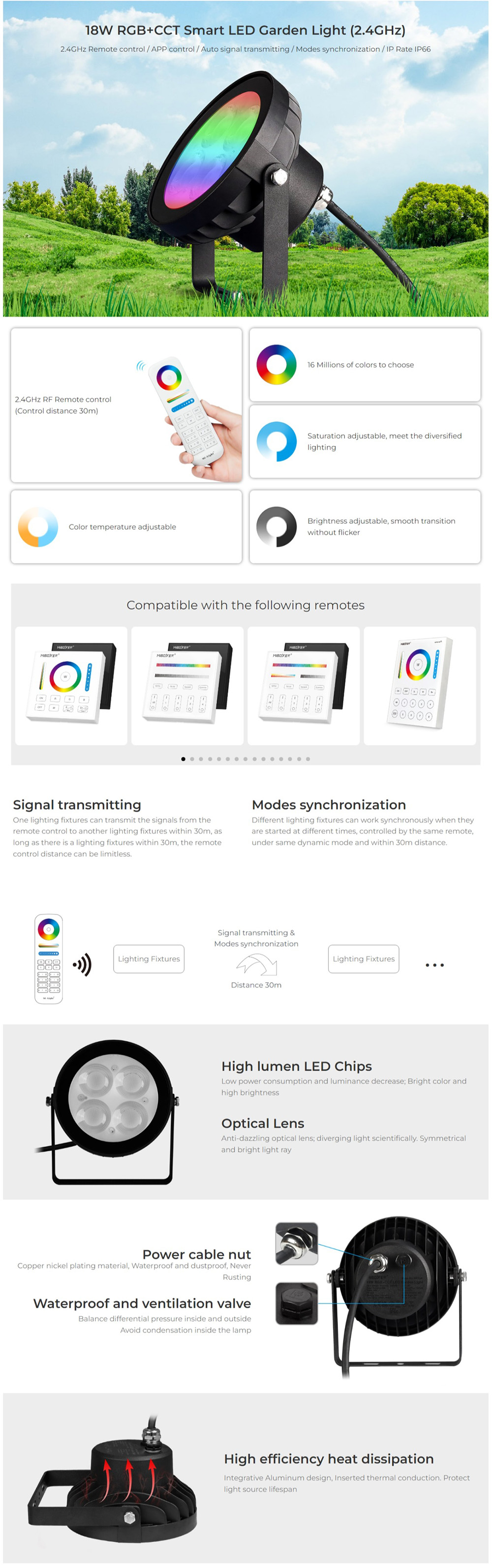 MiBoxer FUTC09 18W RGB+CCT Outdoor Ground Lighting