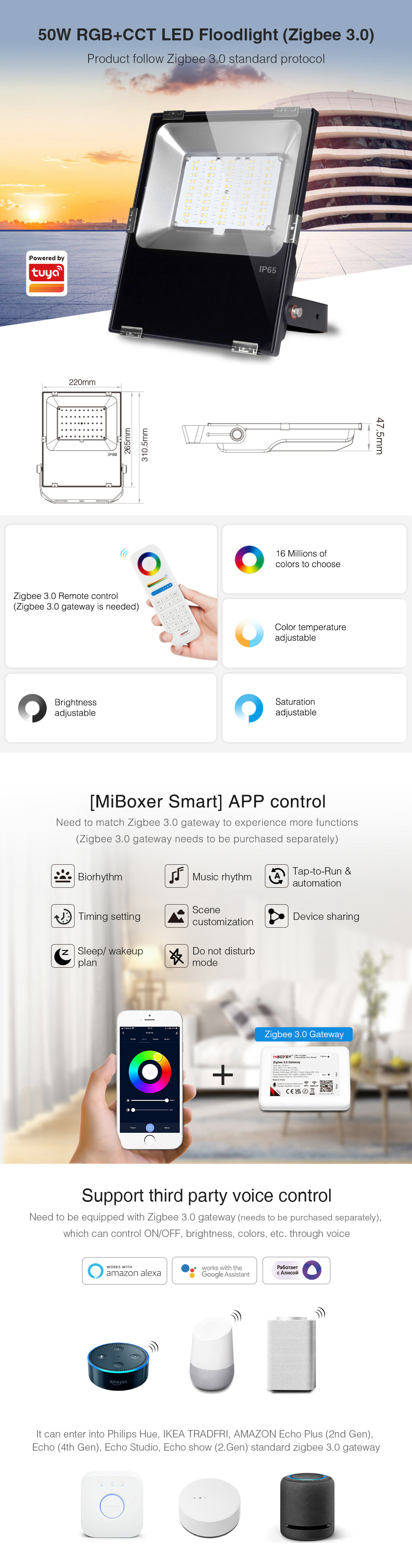 APP Control Outdoor Flood Light Fixtures