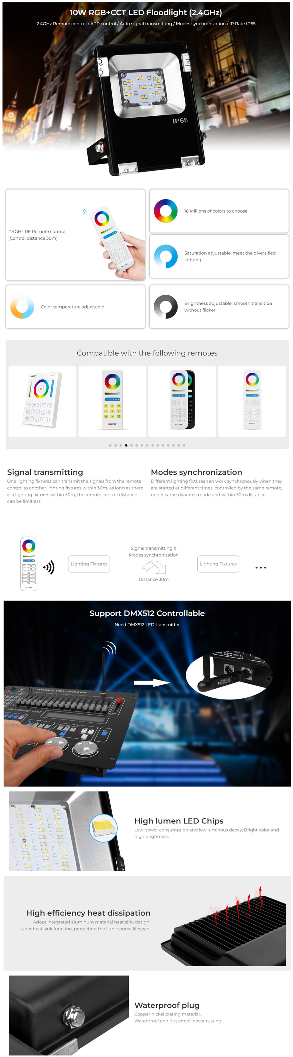 color changing led flood lights dim