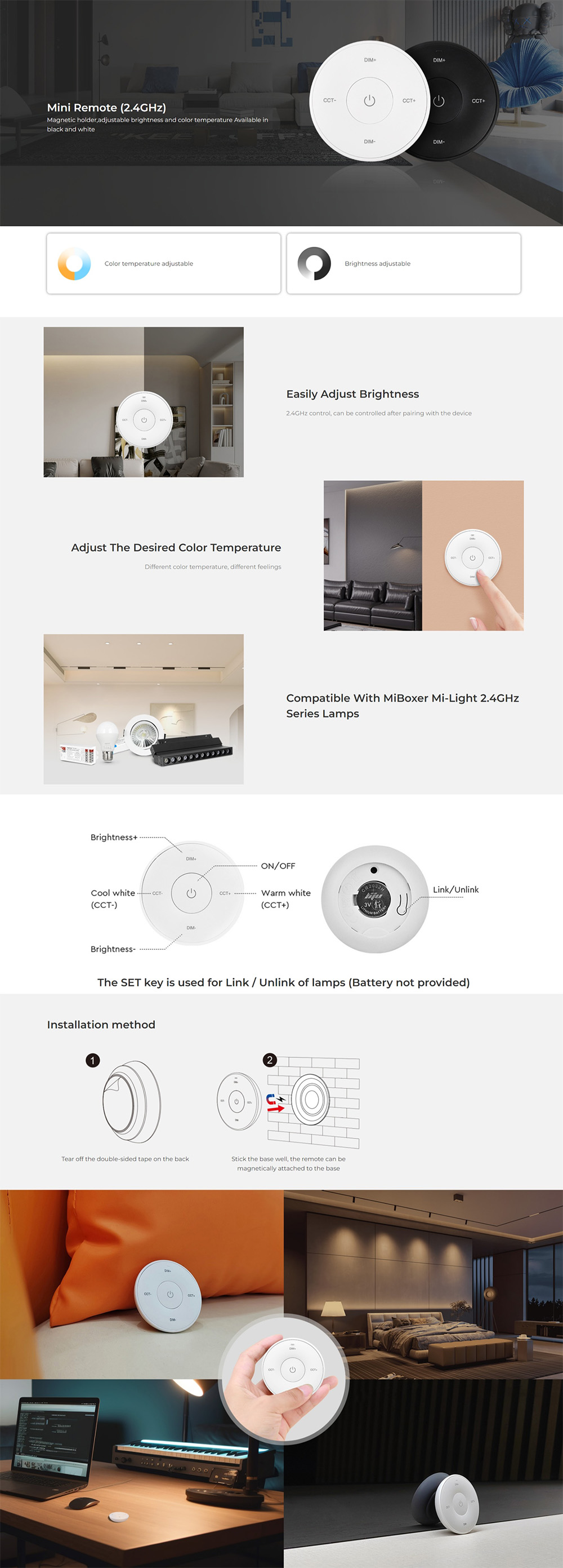 MiBoxer K2S Brightness Color Temperature Remote Control