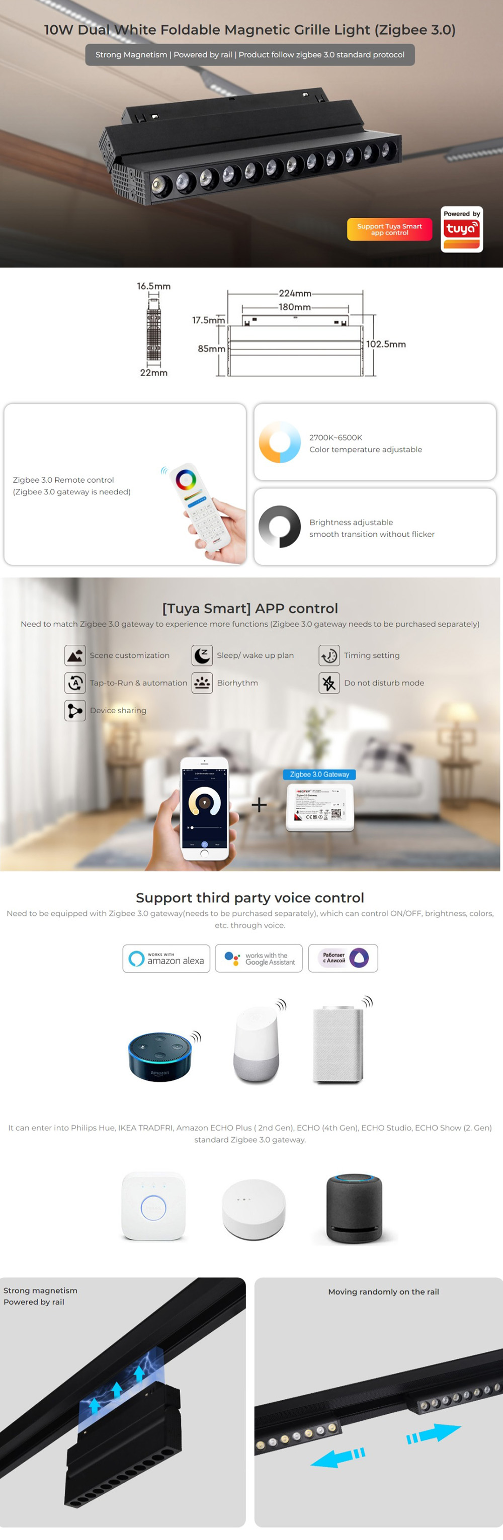 Zigbee Black Track Lighting LED